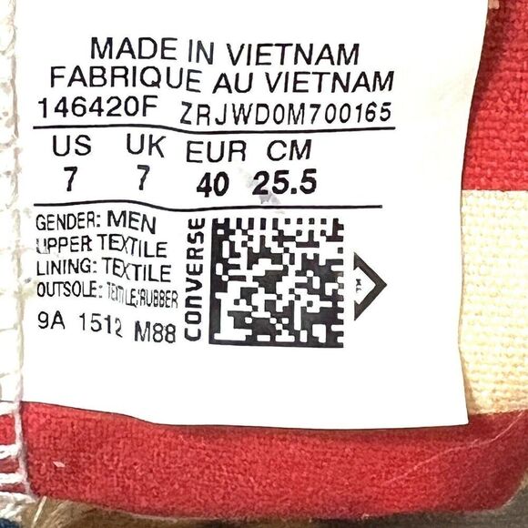 Converse All Star Skate Shoe Men 7 Blue Red Cream Striped Tongue Low Top Lace Up - Picture 9 of 10